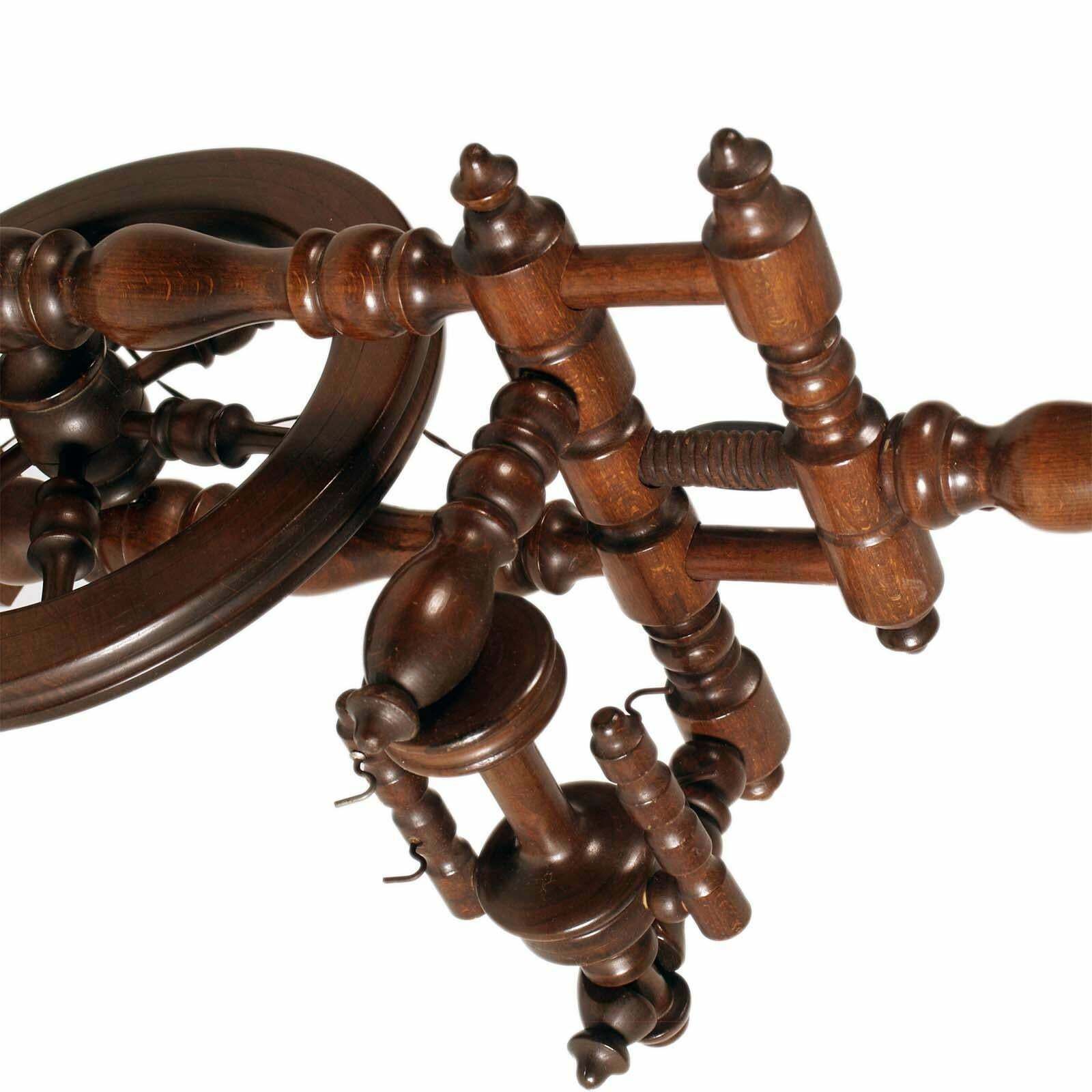 Tyrolean Wooden Spinning Wheel Floor Lamp, 19th Century photo for sale