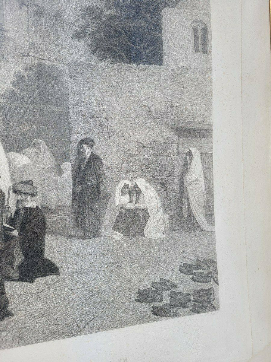 The Jews In Front Of Solomon's Wall, Framed Engraving, Alexandre Bida, 19th Century photo 1350.0