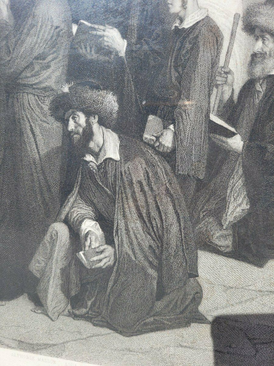 The Jews In Front Of Solomon's Wall, Framed Engraving, Alexandre Bida, 19th Century photo buy