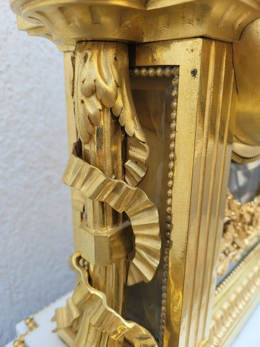 Clock In Gilt Bronze And Marble, Charpentier, Napoleon III, 19th Century photo buy