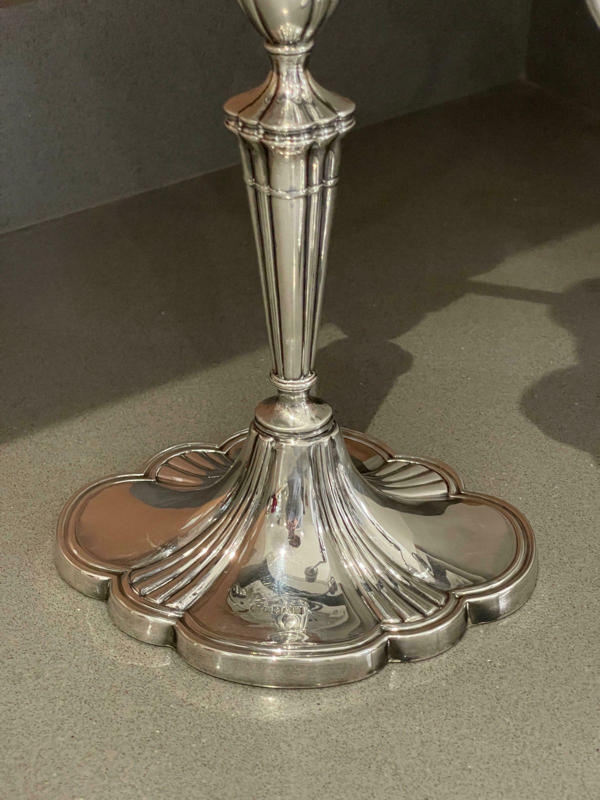 Antique Candelabras A Pair Of Elegant Sterling Silver Candle Holders Hallmarked photo vinterior