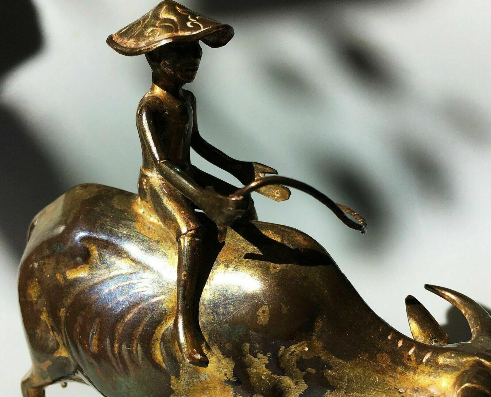 Fine Sculpture Of A Shepherd Boy And Cow   Bronze, Copper, Gilt   Asia   19th photo buy