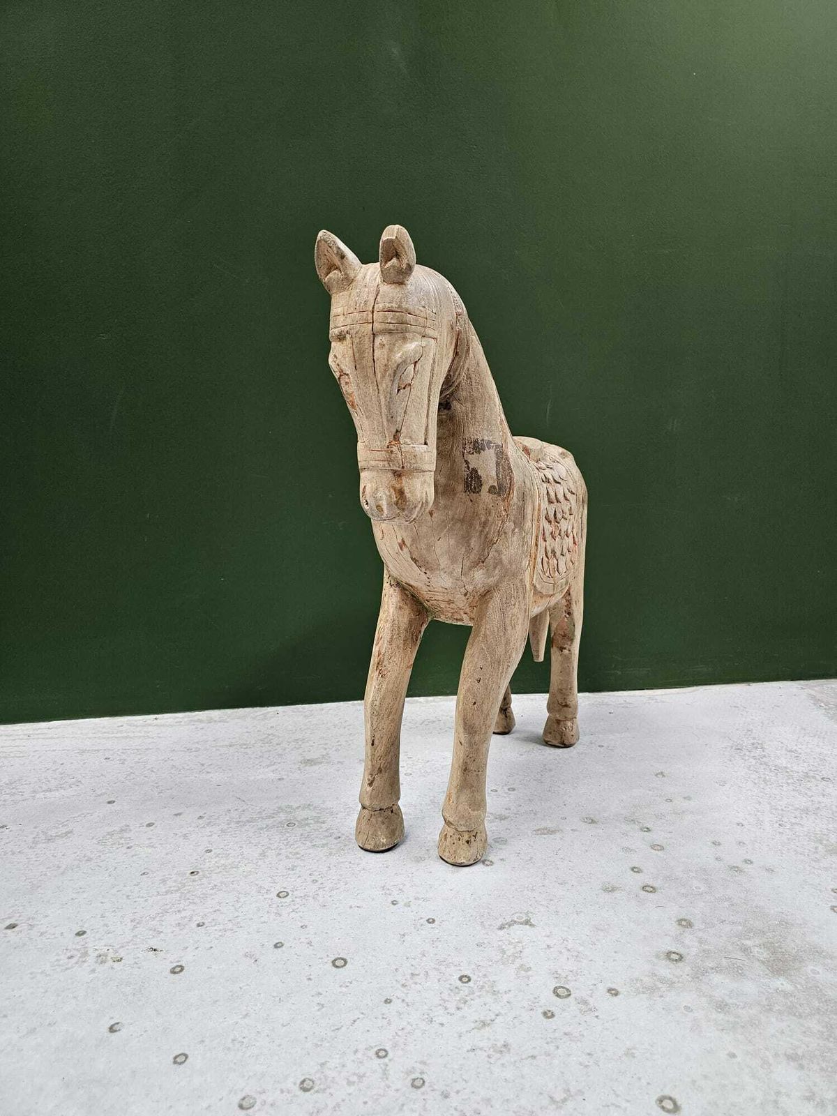Vintage Indian Hand Crafted Wooden Horse Figurine – Hand Painted Mango Wood, Late 20th Century – Exquisite Folk Art, Collectible Home Decor photo for sale