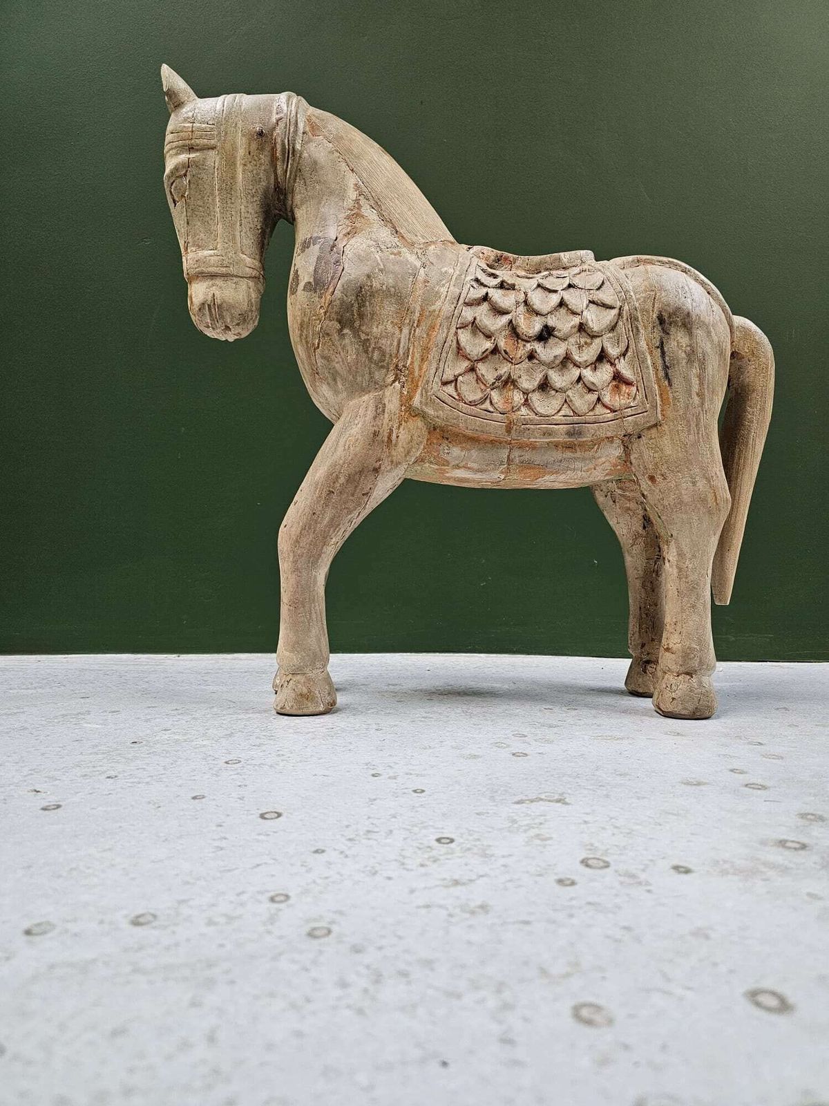 Vintage Indian Hand Crafted Wooden Horse Figurine – Hand Painted Mango Wood, Late 20th Century – Exquisite Folk Art, Collectible Home Decor photo 349.0