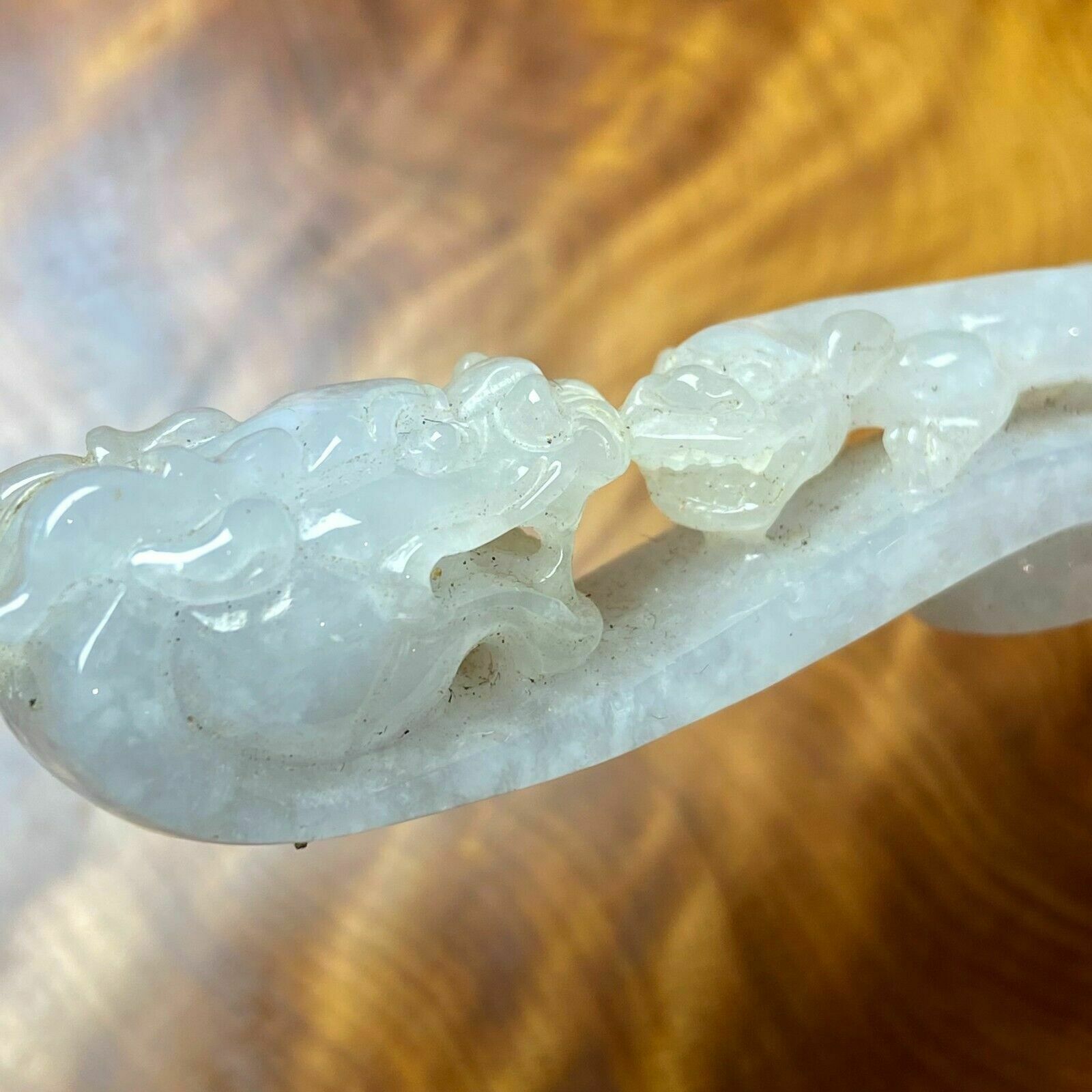 photo furniture Antique Chinese White Jade Icy Jadeite Jade Dragon Belt Hook