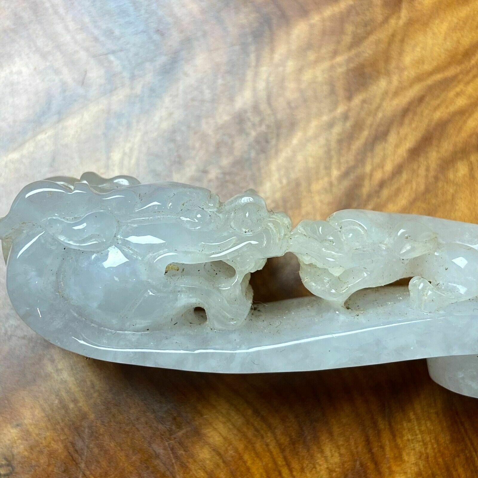 photo for sale Antique Chinese White Jade Icy Jadeite Jade Dragon Belt Hook
