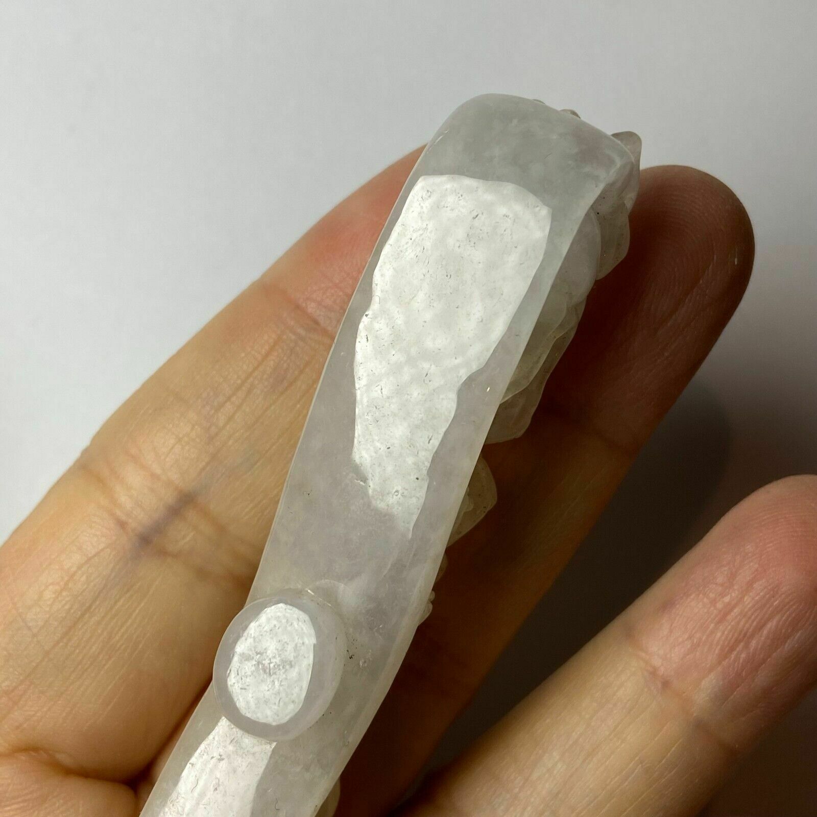 photo vinterior Antique Chinese White Jade Icy Jadeite Jade Dragon Belt Hook