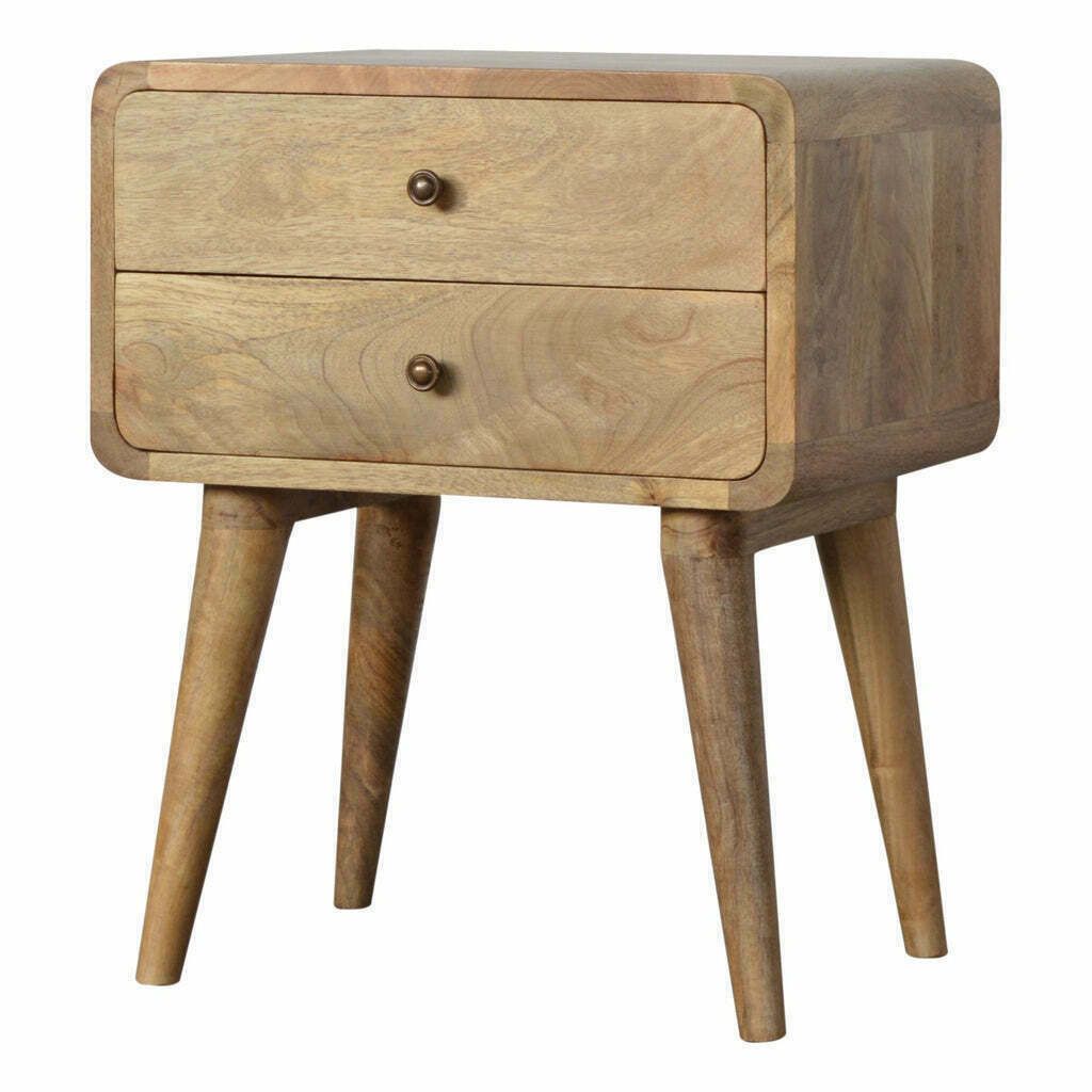 2 Drawer Curved Oak Ish Bedside photo for sale