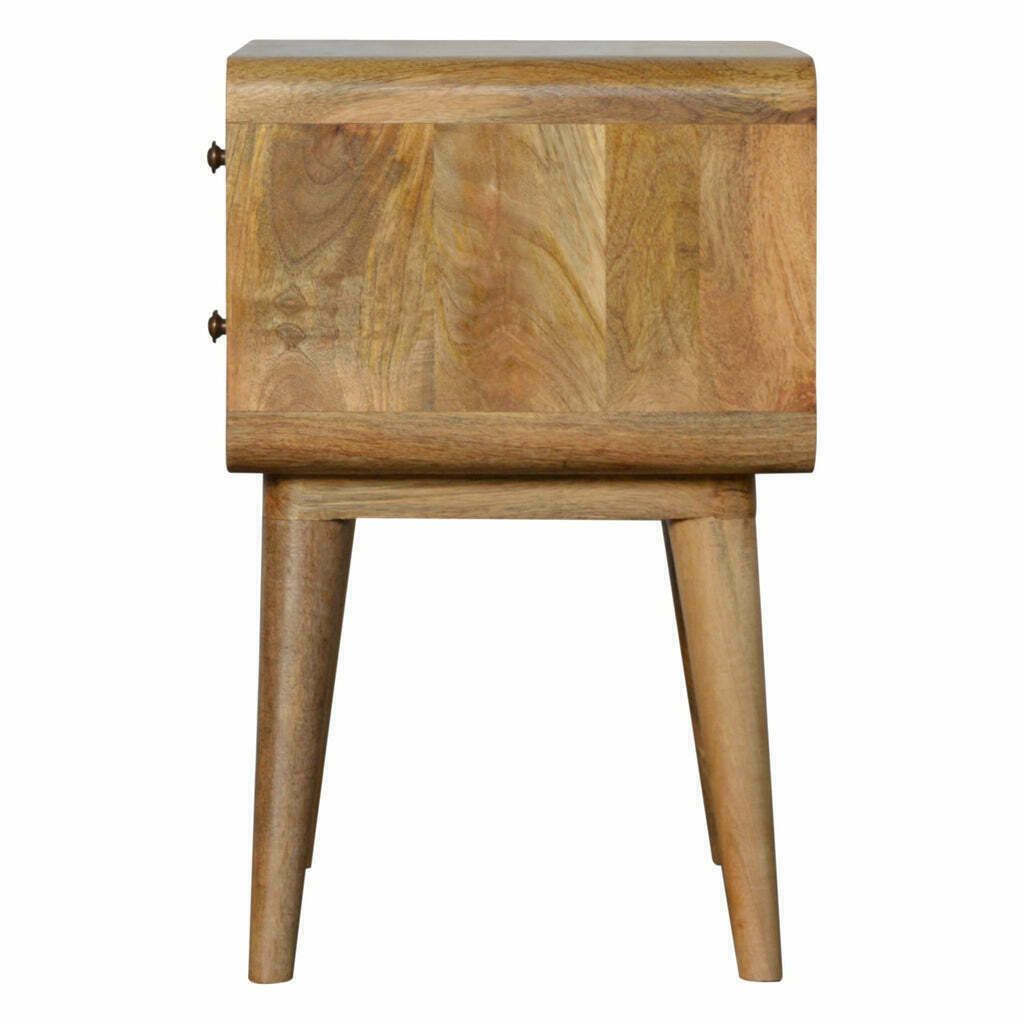 2 Drawer Curved Oak Ish Bedside photo vintage