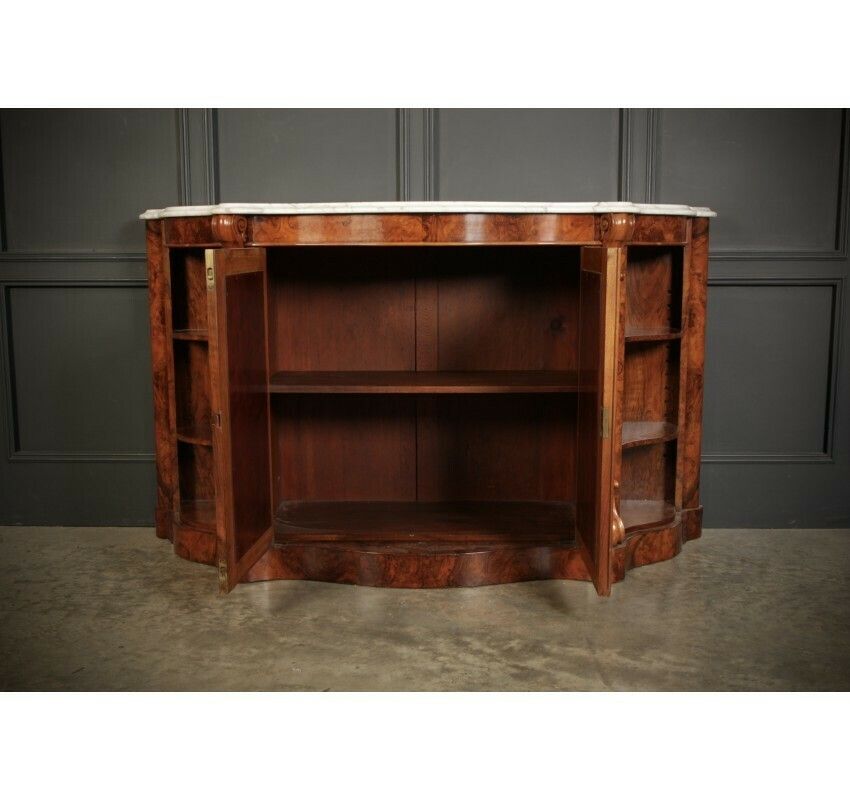 Victorian Shaped Walnut Side Cabinet Credenza photo vinterior