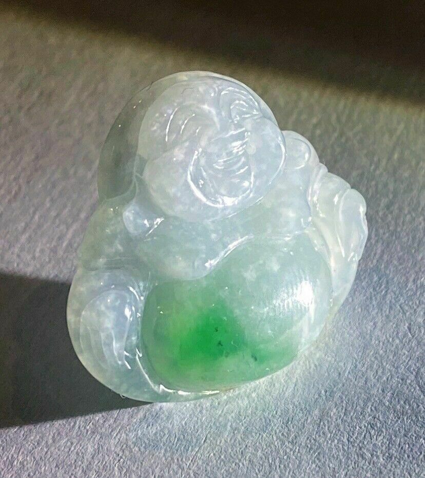 Lot 3 Natural Icy Jadeite Jade (Type A) Carve Big Belly Buddha Pendant Certified photo for sale