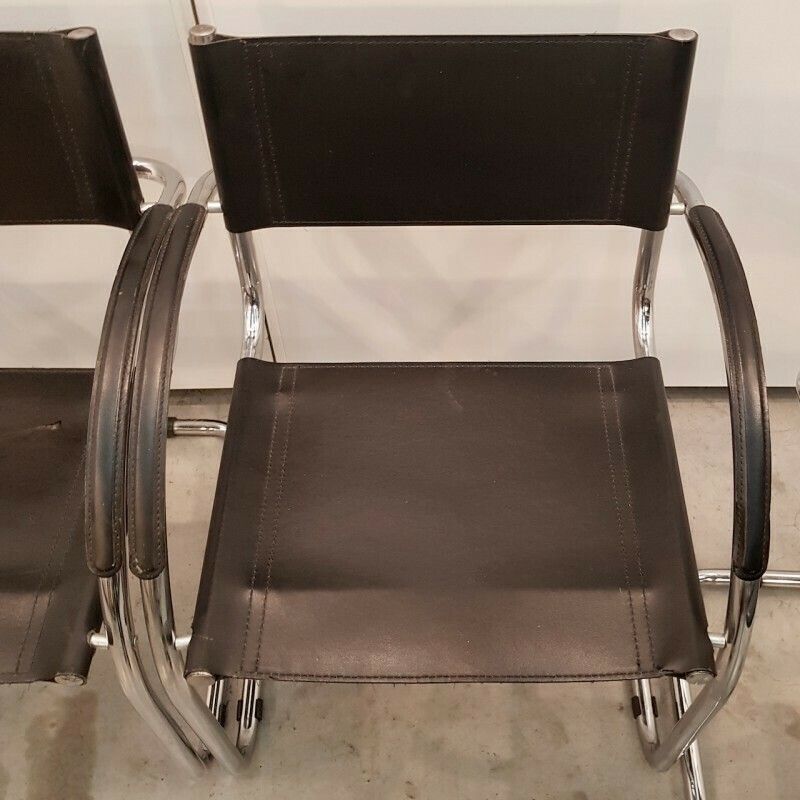 photo furniture Set Of 4 Black Mart Stam Style Armchairs With Curved Armrest