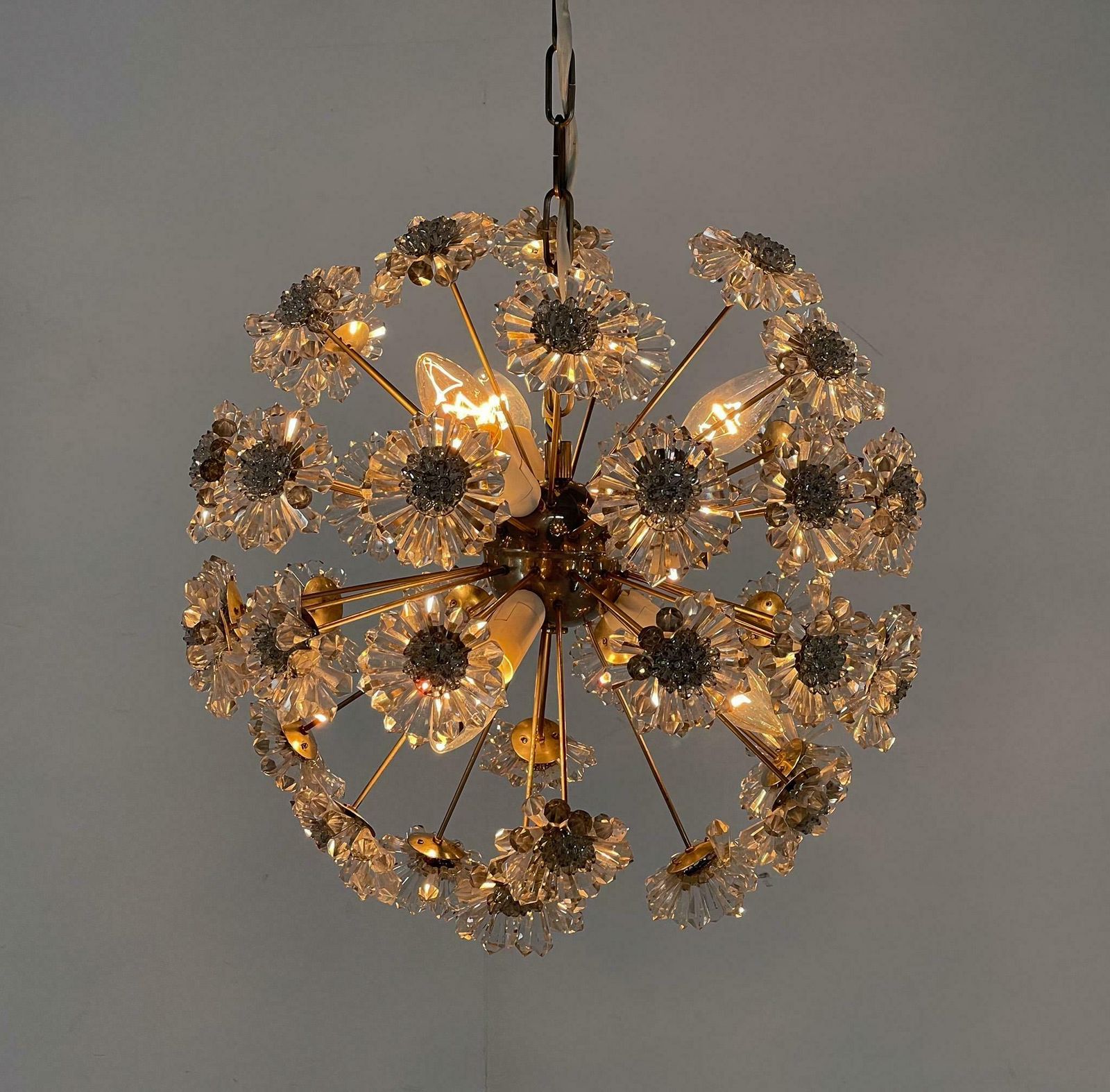 photo for sale Design Space Age Dandelion / Sputnik Chandelier By Preciosa, 1970s