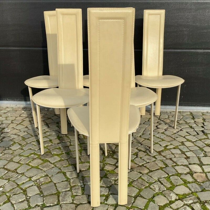 Set Of 6 Quia Chairs   Elana B Model   Beige photo for sale