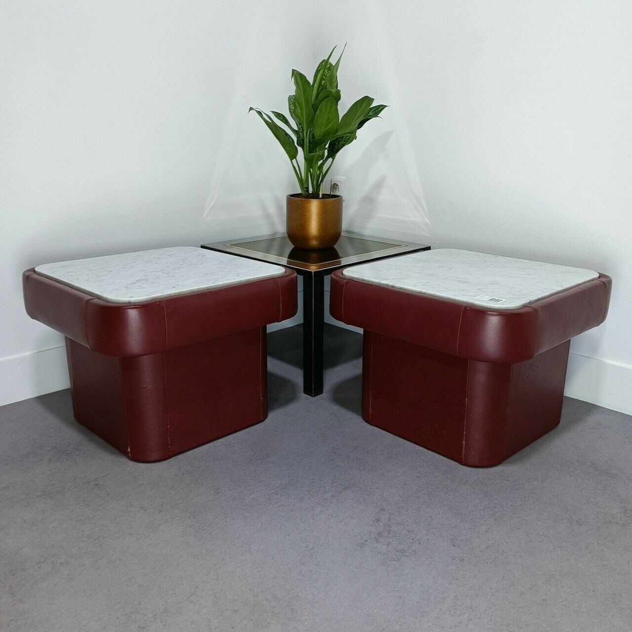 Paar De Sede Leren Bijzettafels Ds 47 Serie