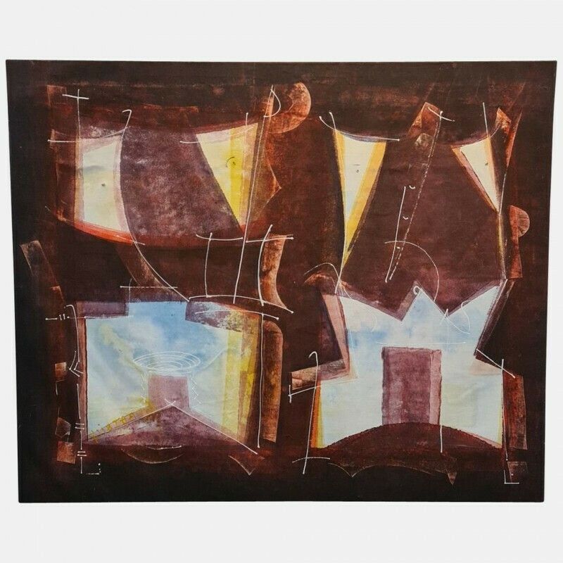 Large Modern Painting, 1980s, Vintage