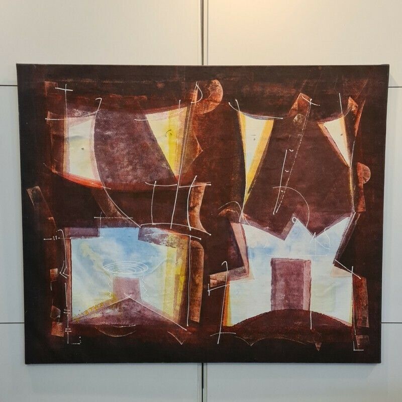 Large Modern Painting, 1980s, Vintage photo furniture