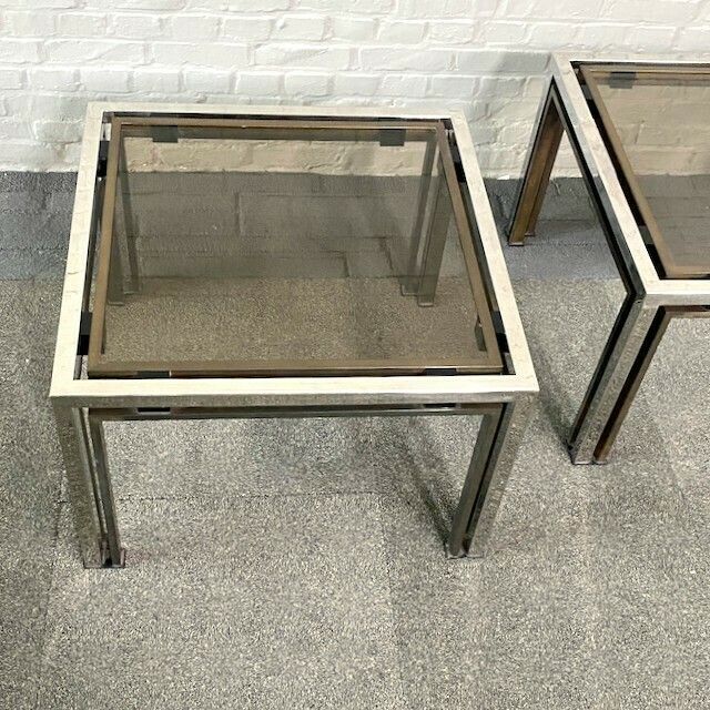 Pair Of Romeo Rega Chrome & Brass Side Tables photo Furniture