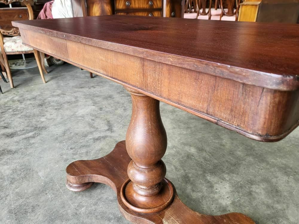 Antique Victorian Adjustable Height Pedestal Desk Work Console Table Quad Base photo vinterior