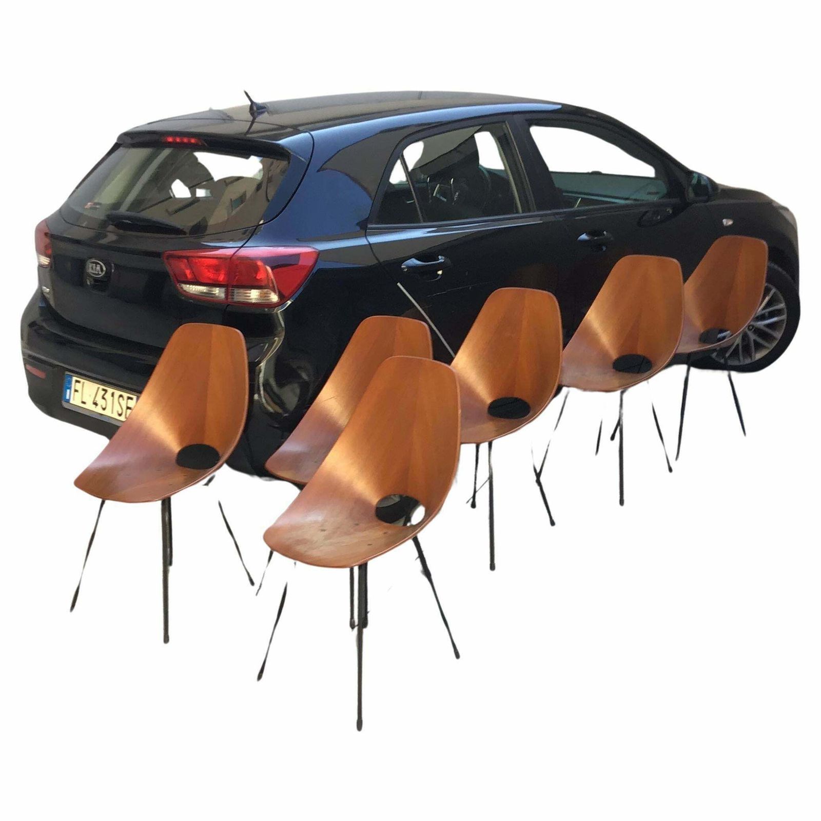 Medea N 6 Chairs "F.Lli Tagliabue " Brass Iron Wood 1950 Italy photo furniture