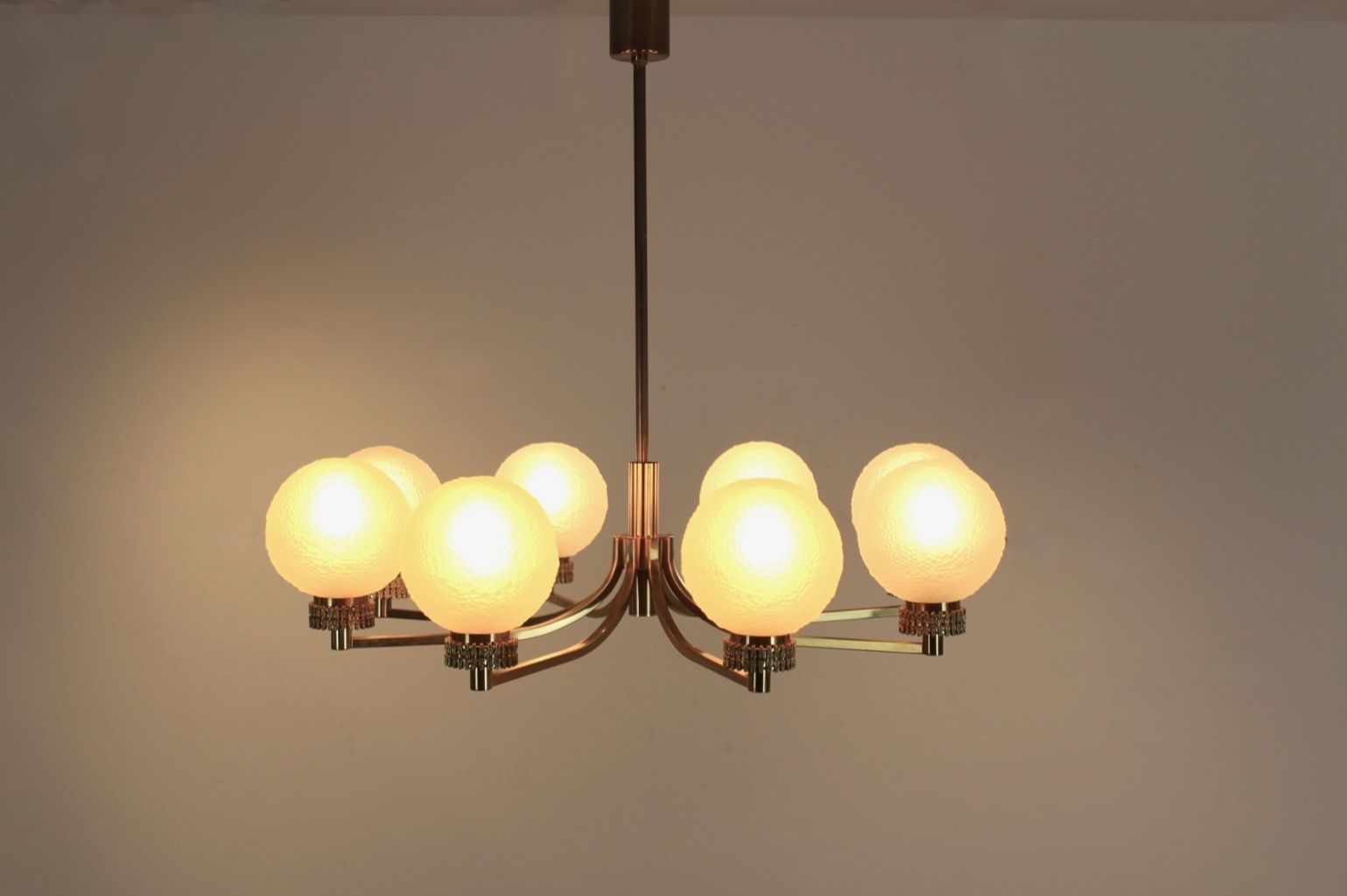 photo vinterior French Brass And Frozen Glass Chandelier