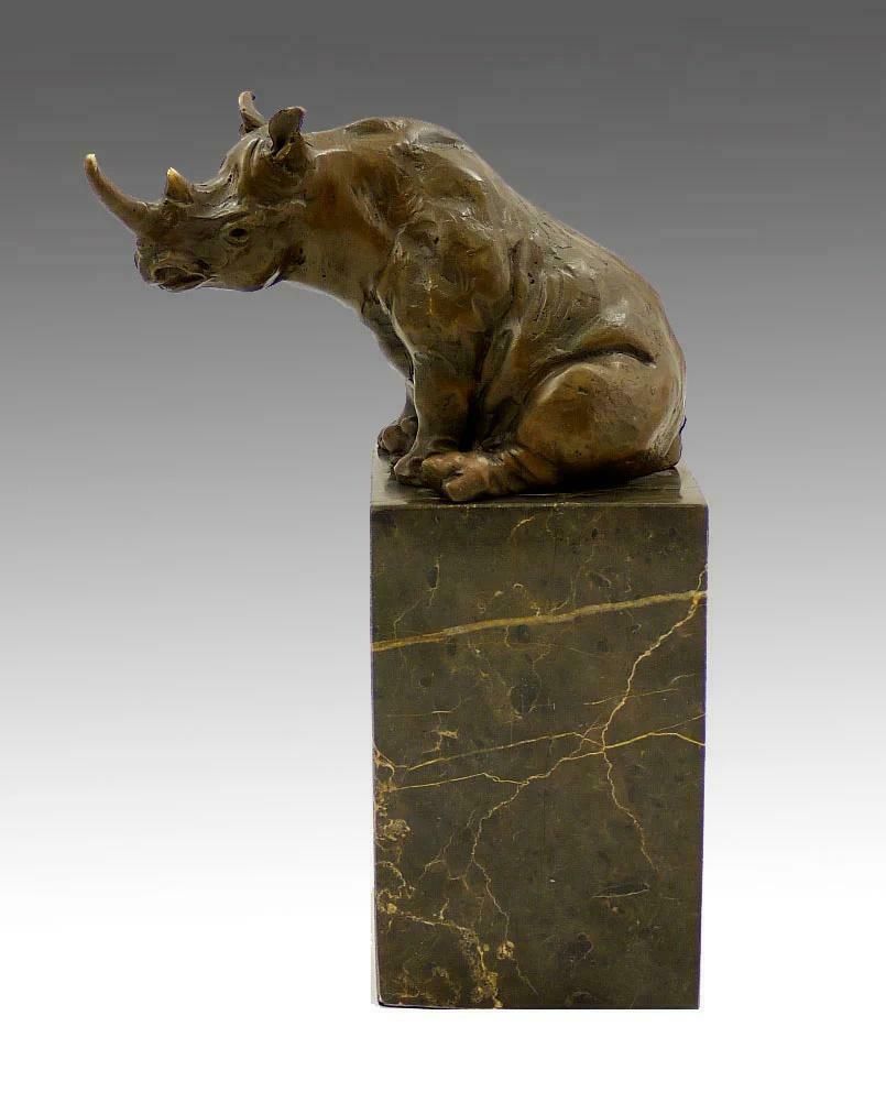 Bronze Sculpture Of A Rhinoceros, Contemporary Work, Xxist Century. photo vintage