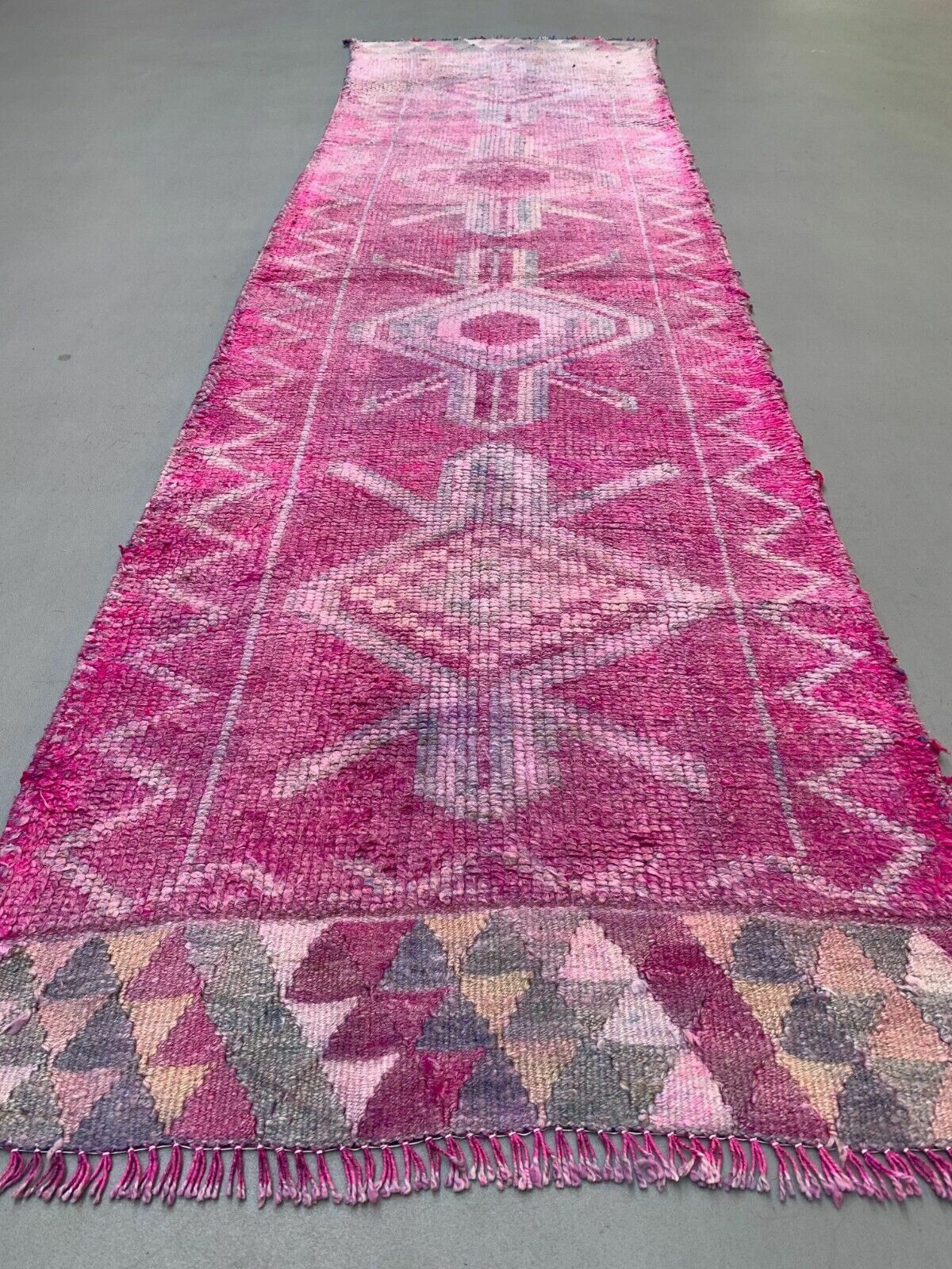 Vintage Turkish Tribal Runner 318x90 Cm Veg Dye Wool Rug Tribal, Handmade