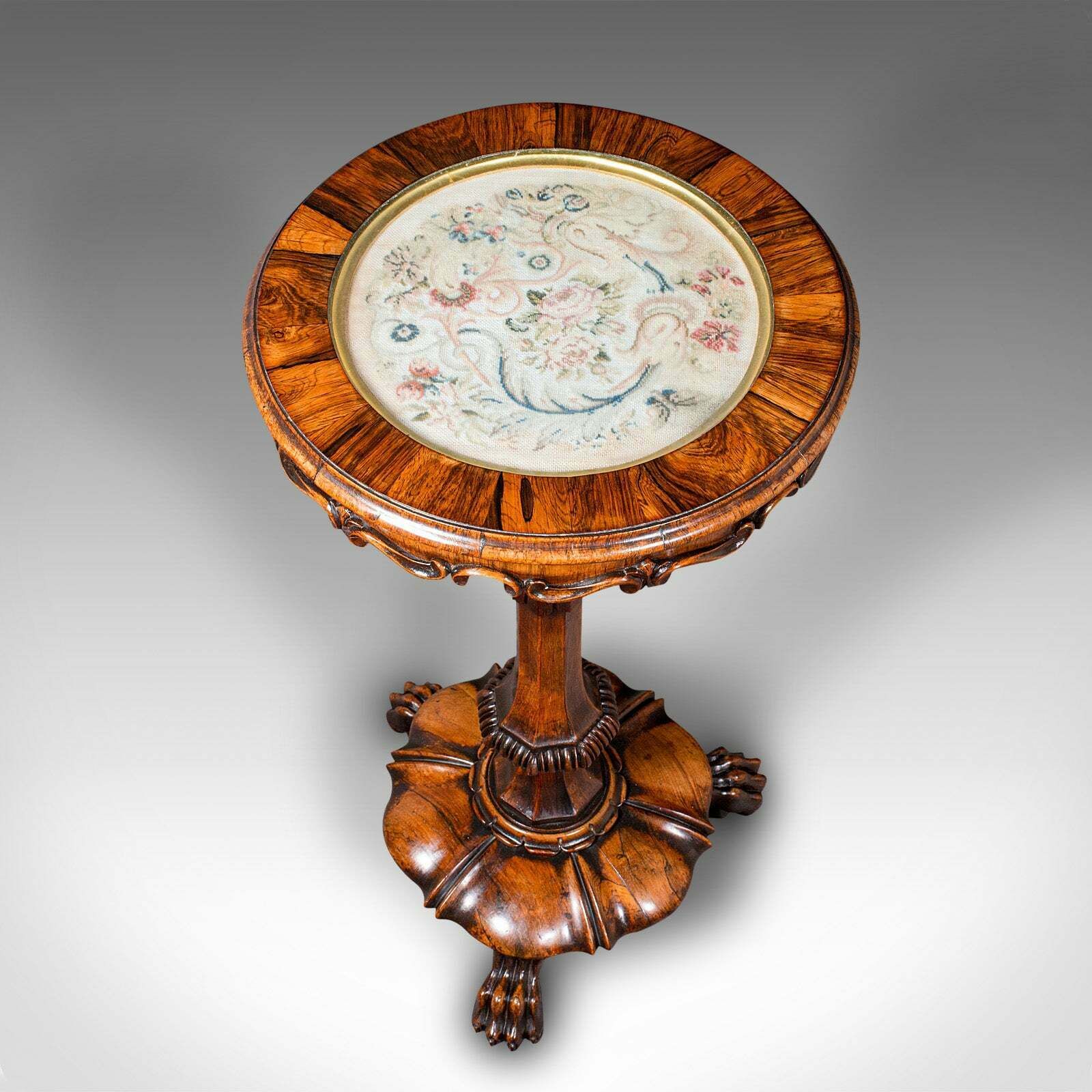Antique Sewing Table, English, Needlepoint Tapestry, Crafting Stand, William IV photo buy
