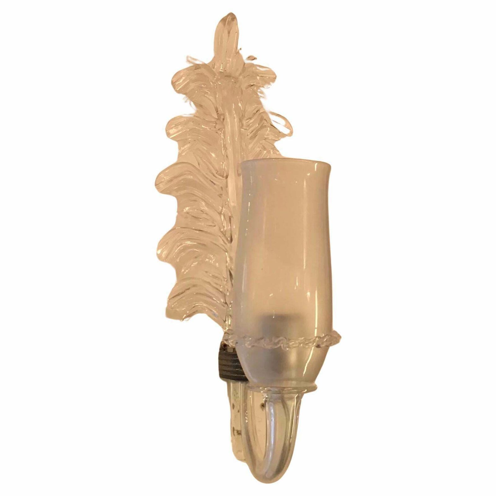 Seguso Vetri D'arte Appliques Murano Glass Metal Crome 1950 Italy