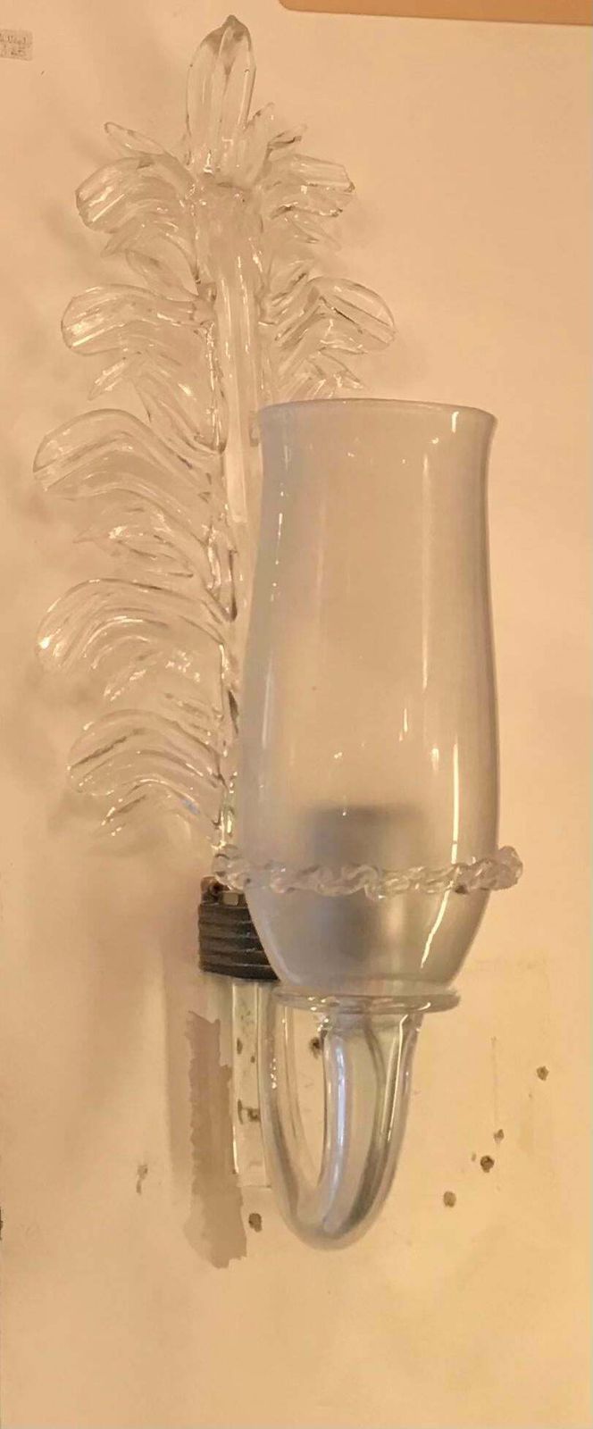 Seguso Vetri D'arte Appliques Murano Glass Metal Crome 1950 Italy photo Lighting