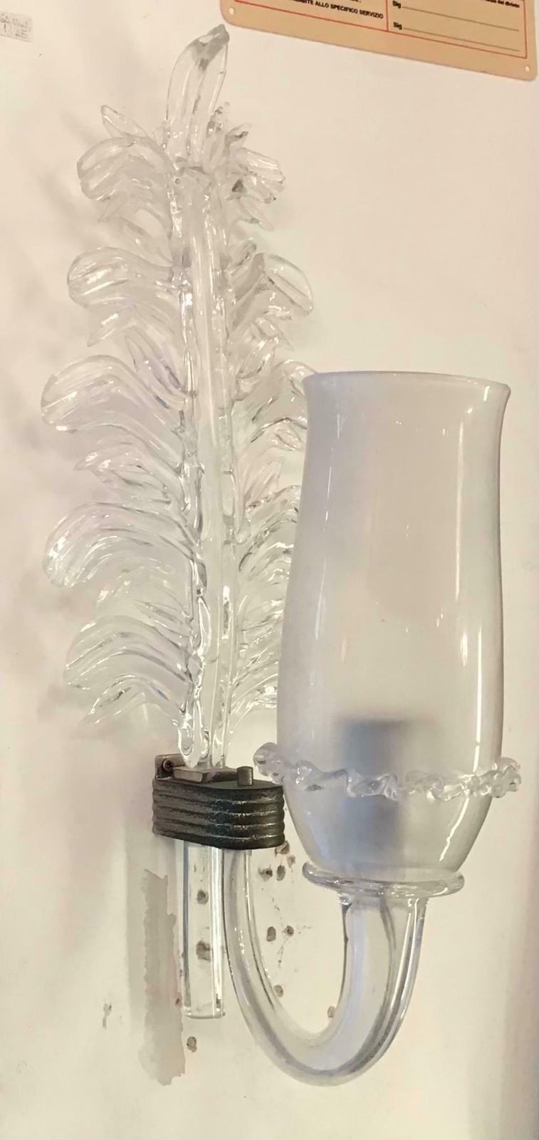 Seguso Vetri D'arte Appliques Murano Glass Metal Crome 1950 Italy photo vinterior
