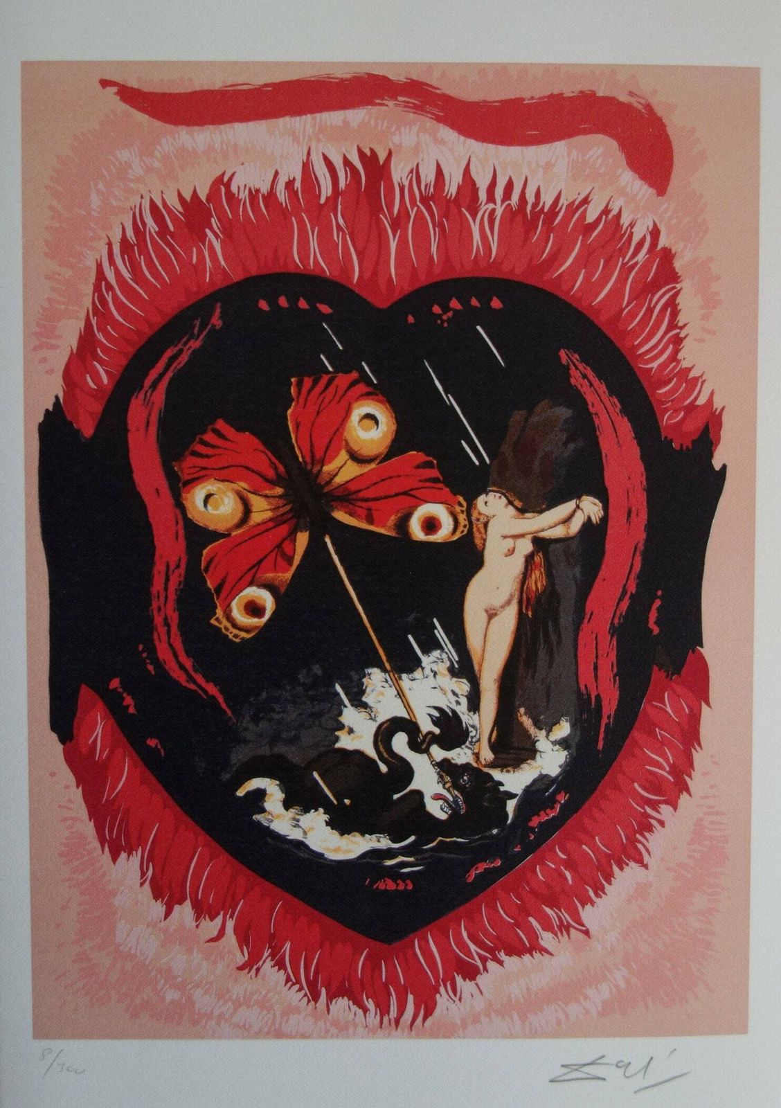 Fine Surrealist Limited Edition Print, Heart And Woman, Salvador Dali, Signed & Numbered In Pencil