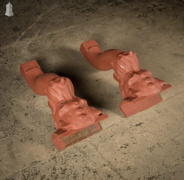 photo furniture Running Outlet Offset Swan Neck, Dragon Head Design Downpipe Joints, Cast Iron Finished In Red Oxide Paint