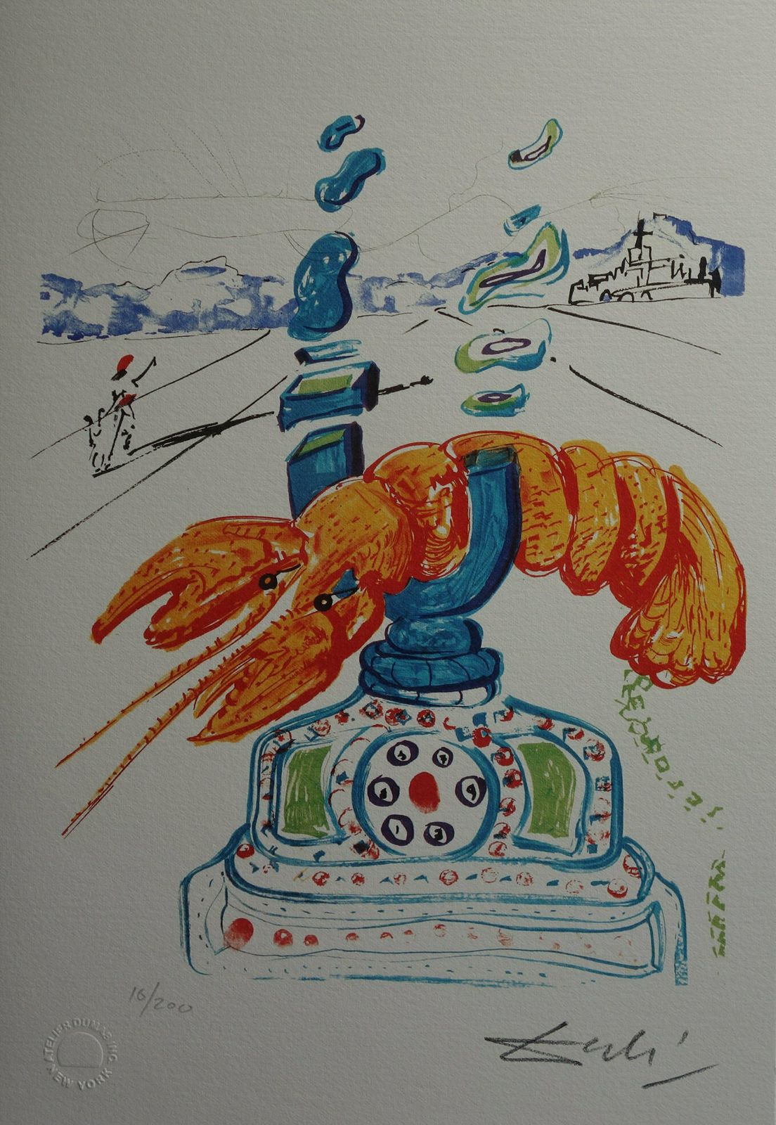 Fine Surrealist Limited Edition Print, Lobster Telephone, Salvador Dali, Signed & Numbered In Pencil photo vinterior