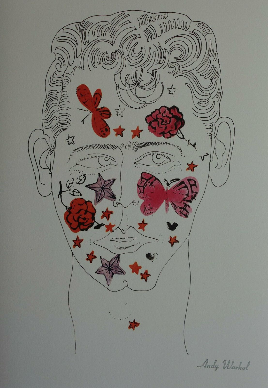 Fine Pop Art Limited Edition Print   Illustration   Portrait With Butterflies, Andy Warhol, Signed & Numbered