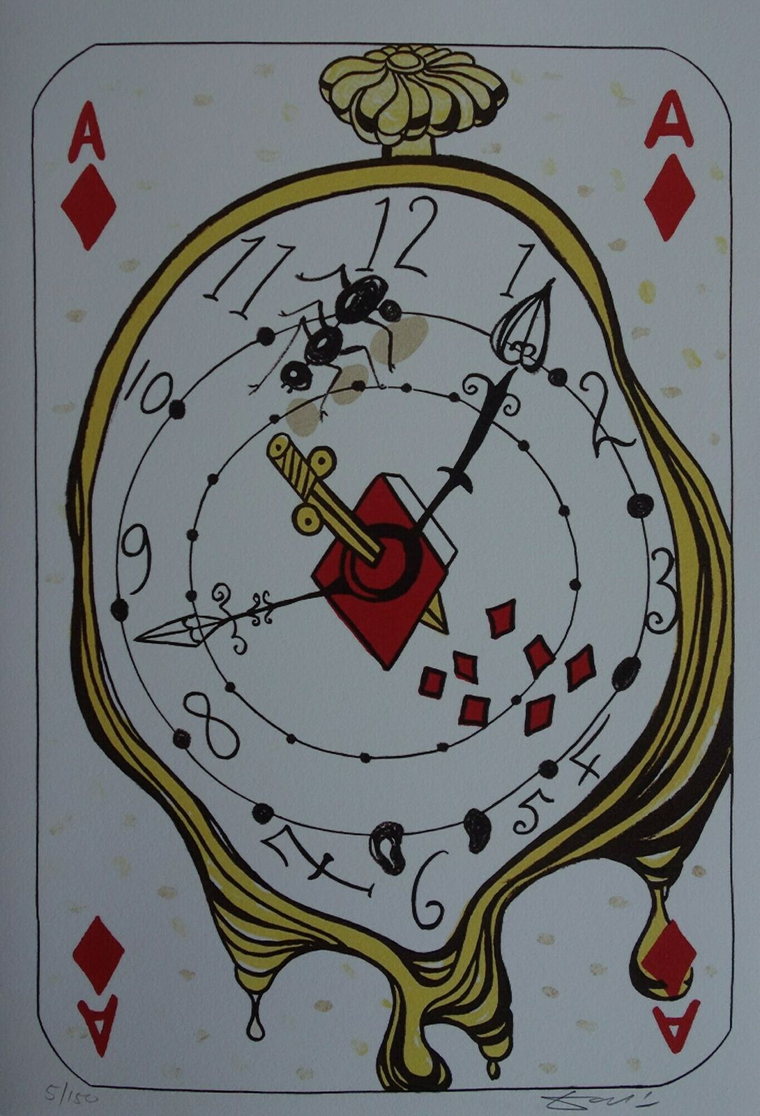Fine Surrealist Limited Edition Print, Surreal Playing Cards   Diamonds Ace, Salvador Dali, Signed & Numbered In Pencil photo buy