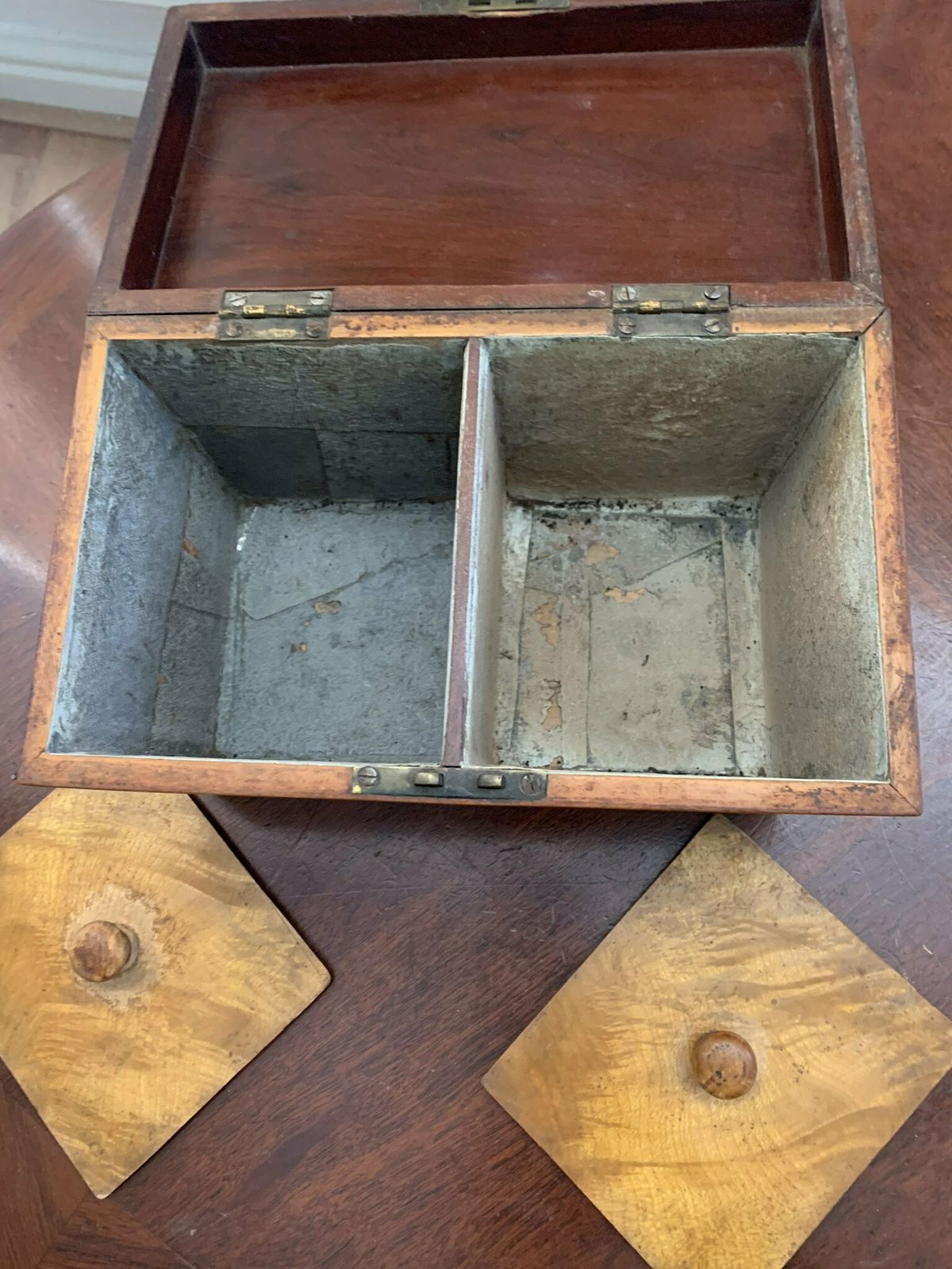 A Substantial Antique Victorian Sarcophagus Flame Mahogany Twin Tea Caddy photo buy