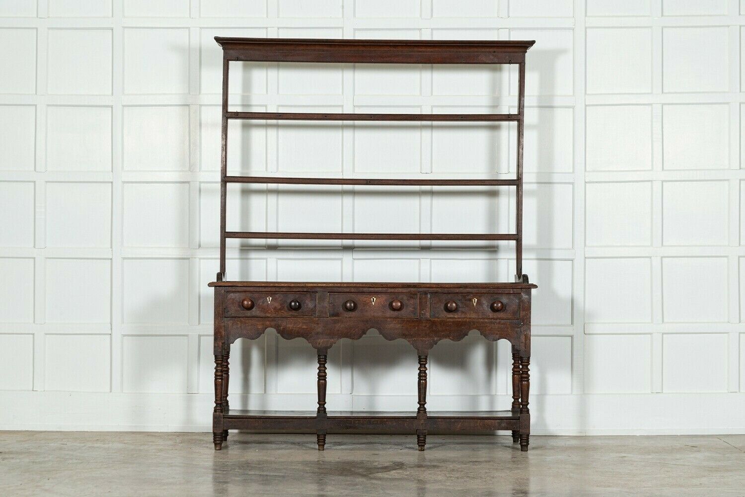 18thc English George II Oak Potboard Dresser