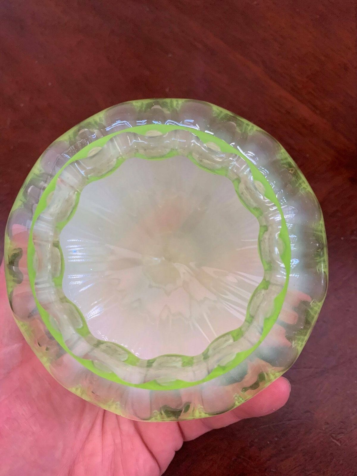Original Victorian Art Nouveau Uranium Vaseline Glass Porch/Pendant Light Shade Only photo Lighting