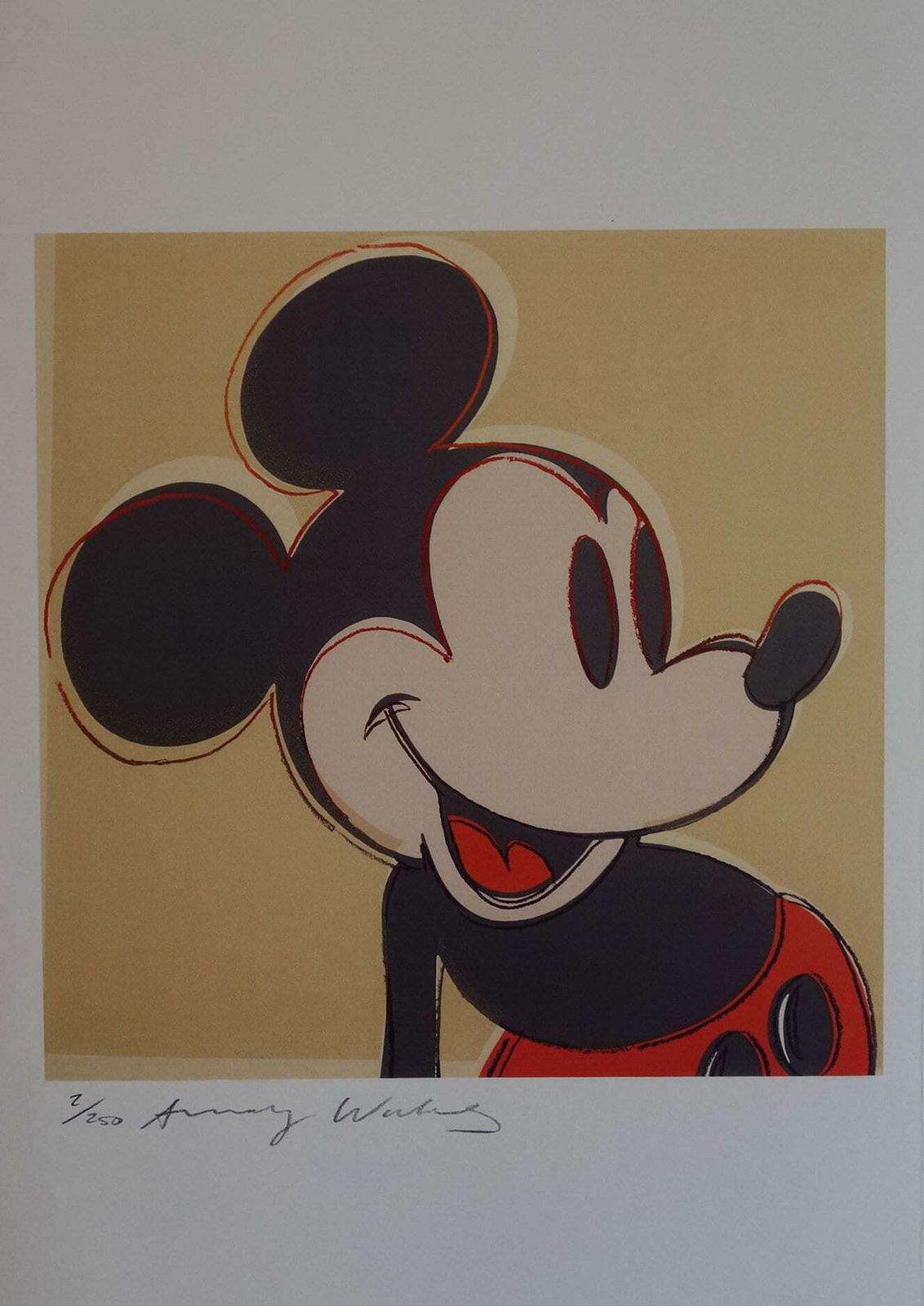Fine Pop Art Limited Edition Print   Mickey Mouse, Andy Warhol, Hand Signed & Numbered, With Estate Stamp
