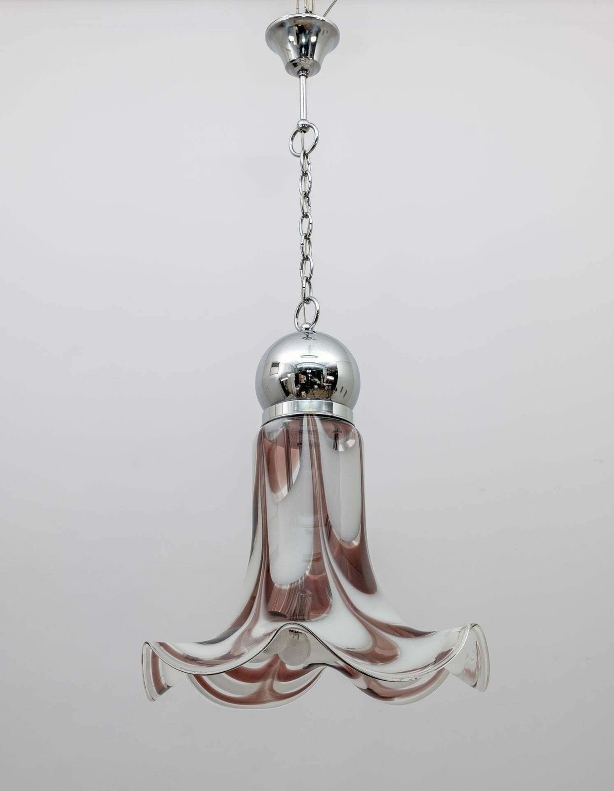 Avmazzega Mid Century Modern Italian Murano Glass And Steel Pendant, 1970s photo furniture