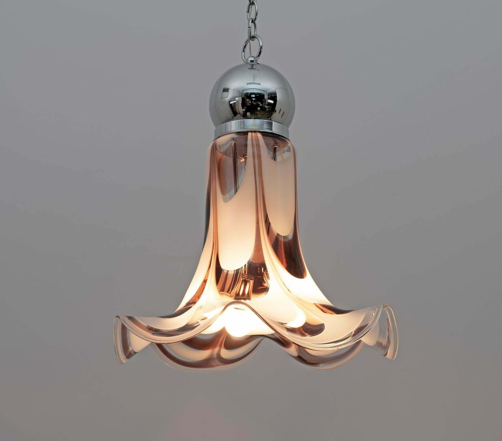 Avmazzega Mid Century Modern Italian Murano Glass And Steel Pendant, 1970s photo vintage