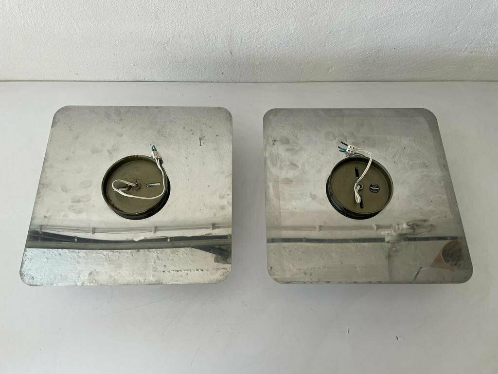 Rare Space Age Pair Of Chrome Sconces Or Ceiling Lamps By Reggiani, 1970s, Italy photo buy