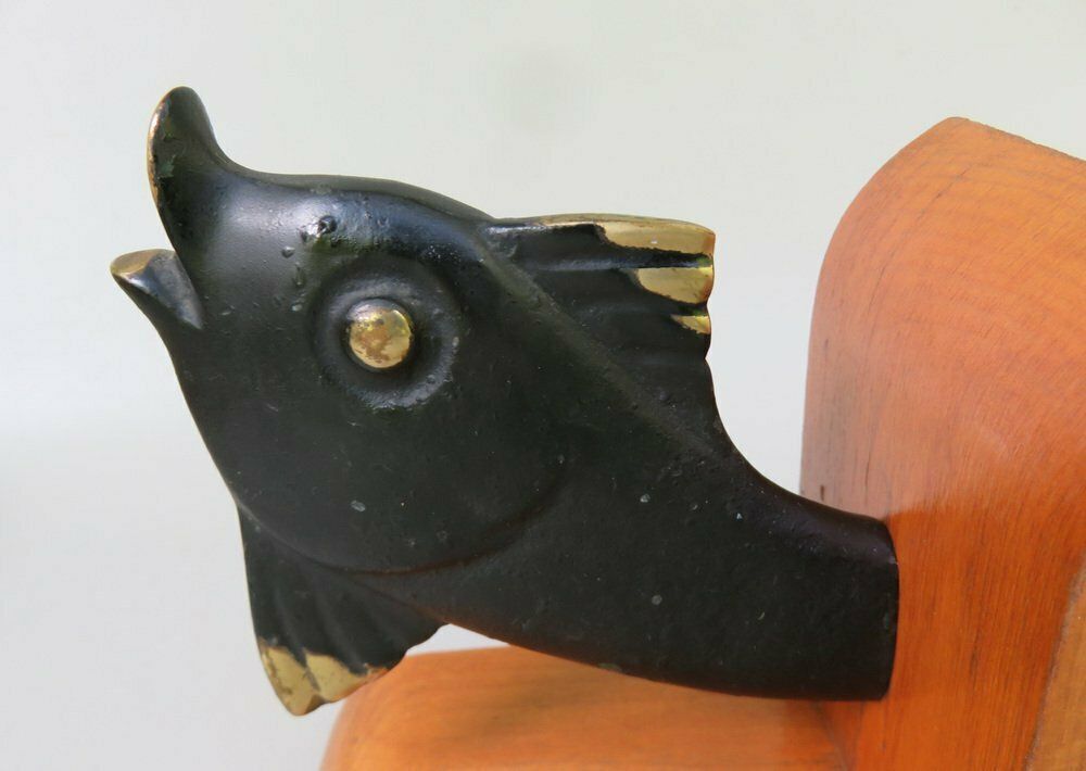 photo buy Fish Bookends In Bronze Black And Teak In The Style Of Walter Bosse 1950s Set Of 2