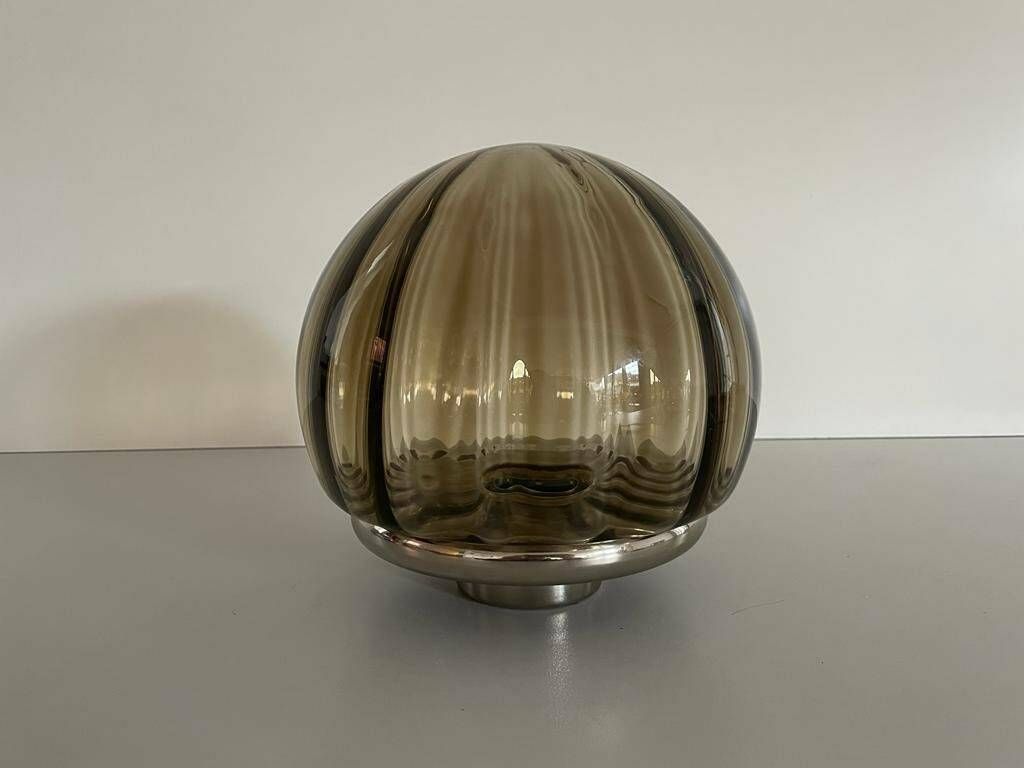 N Leuchten Wonderful Chrome And Smoked Glass Flush Mount Light, 1960s, Germany photo furniture