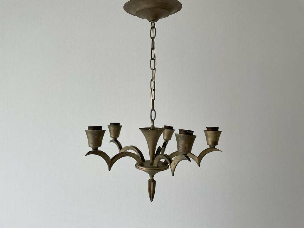 Unusual Arc Shaped 5 Armed Sputnik Chandelier, 40s/50s, France photo furniture
