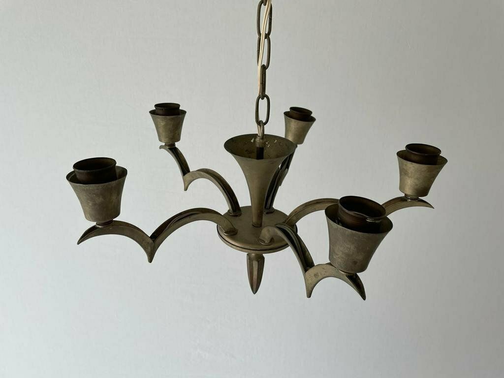 Unusual Arc Shaped 5 Armed Sputnik Chandelier, 40s/50s, France photo vinterior