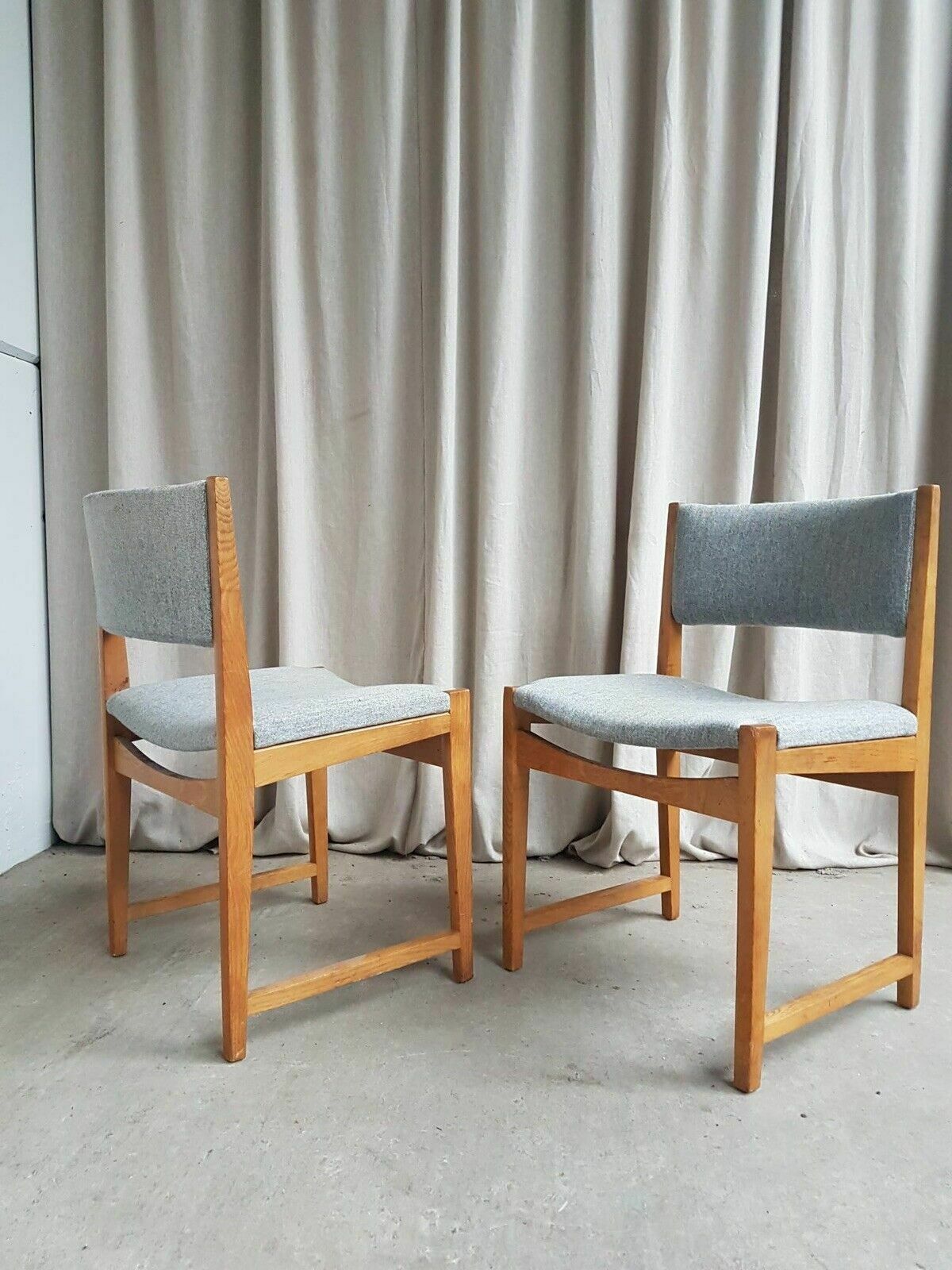 Vtg Mid Century Set 2 Danish Oak Dining Chairs By Peter Hvidt Scandi Retro photo 690.0