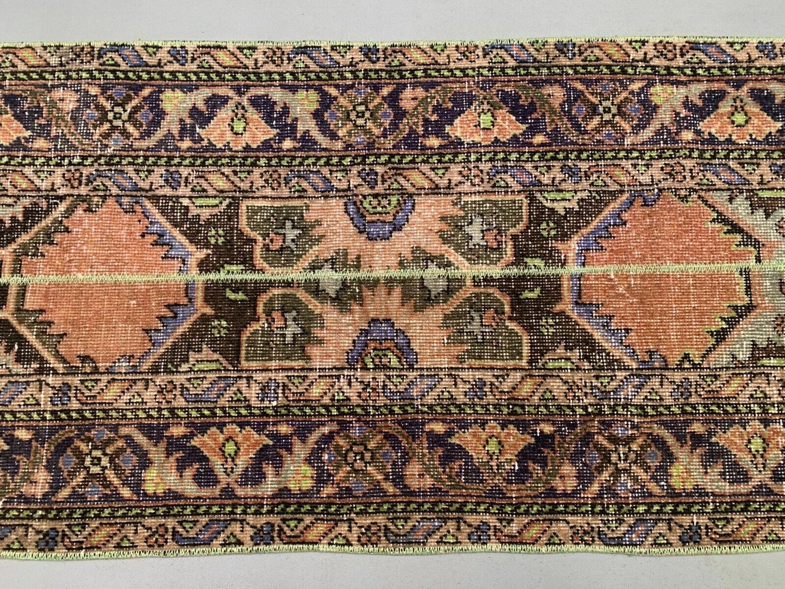 photo for sale Distressed Turkish Narrow Runner 383x66 Cm Wool Vintage Tribal Rug