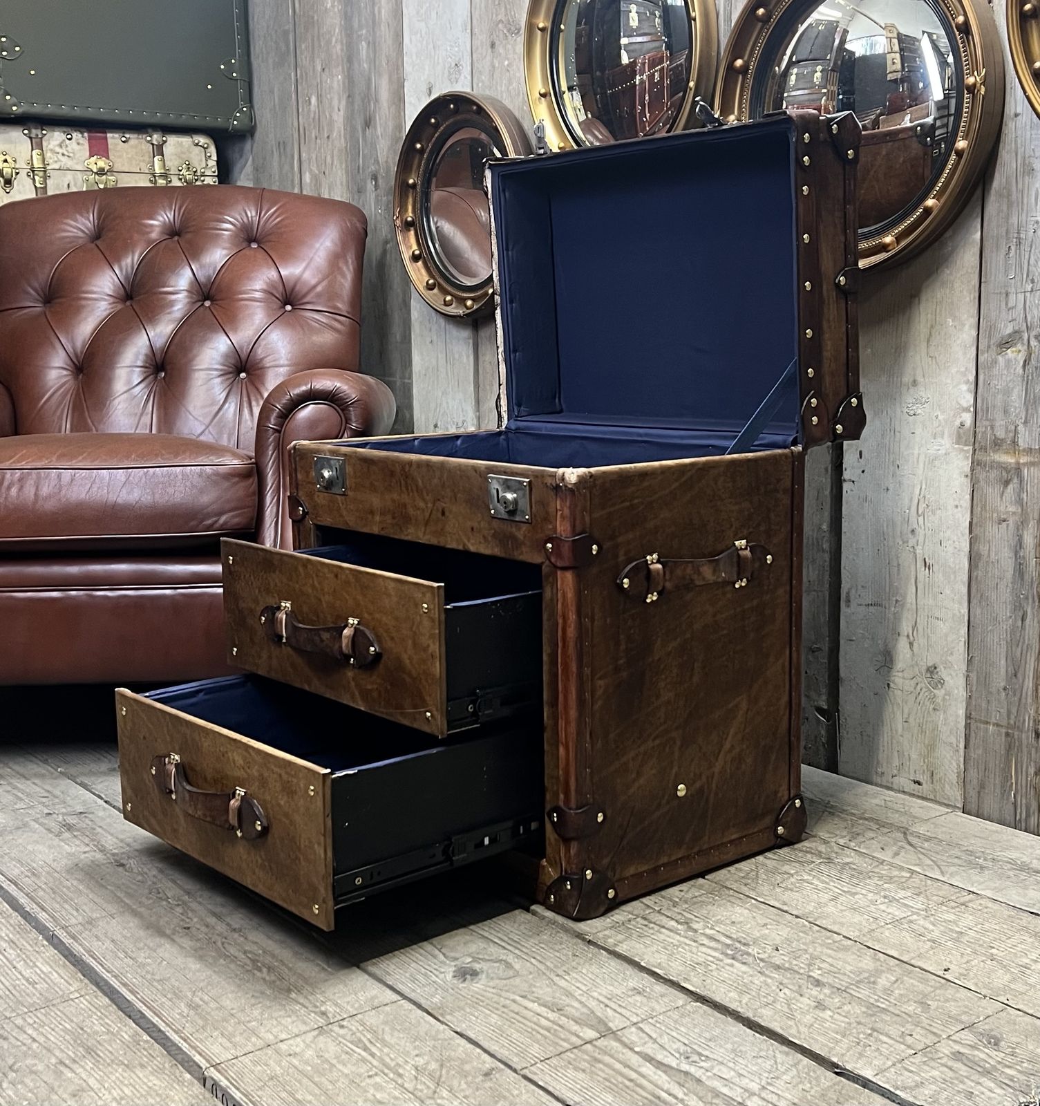 Luxury Leather End Table, 2010s